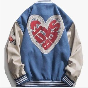 Aelfric Eden Blue and Cream Varsity Jacket. Small